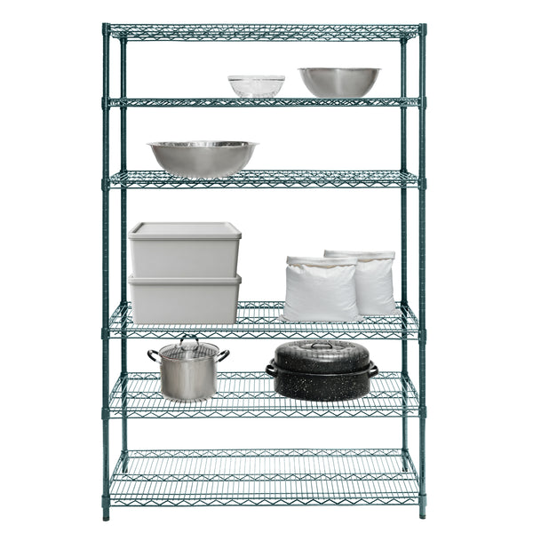 6-Tier Green Wire Shelving Unit