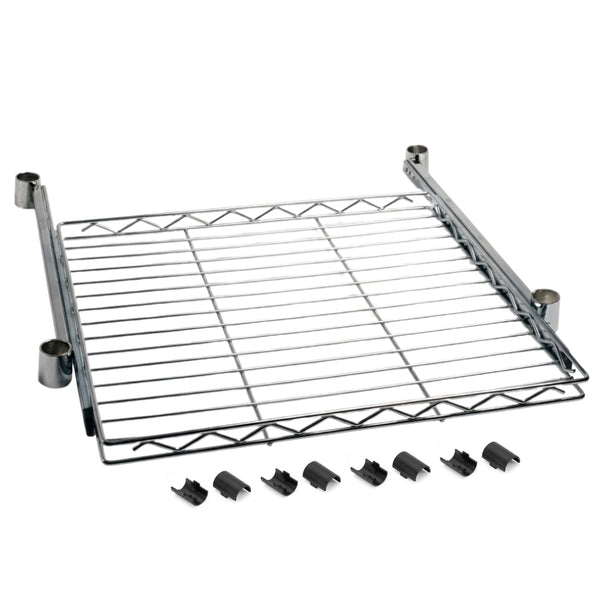 Chrome Sliding Wire Shelf with Shelf Clips - 18