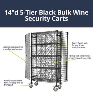 14"d 5-Tier Black Bulk Wine Security Carts