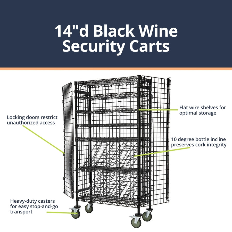 14"d Black Wine Security Carts