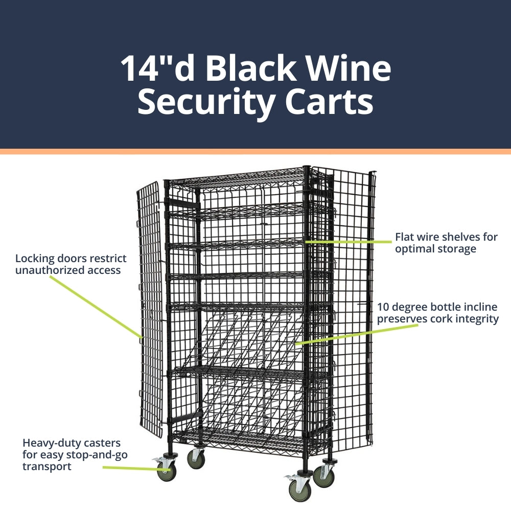 14"d Black Wine Security Carts