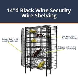 14"d Black Wine Security Wire Shelving