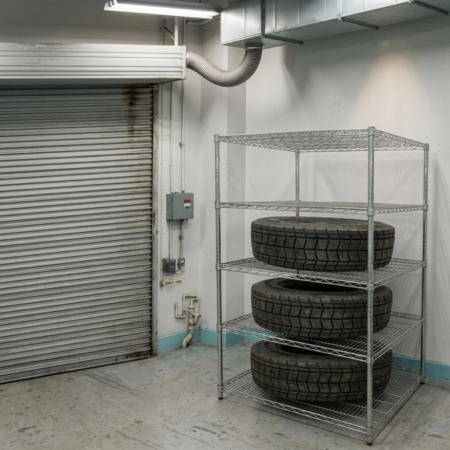 36"d x 60"w Chrome Wire Shelving w/ 5 Shelves