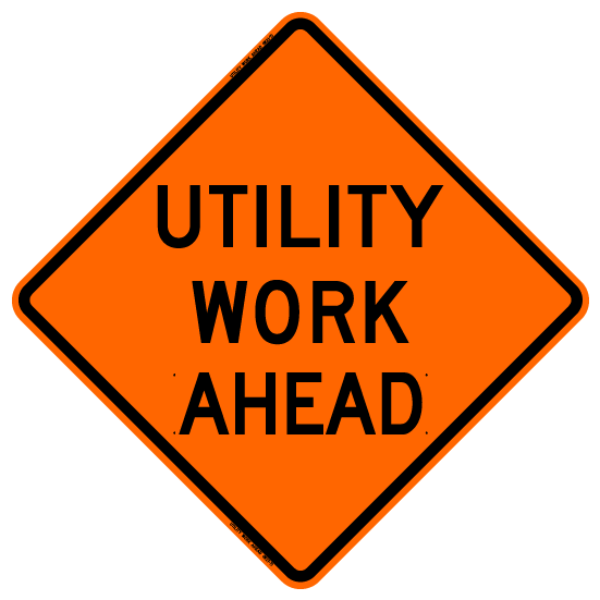 Bones Safety Utility Work Ahead Roll Up Sign (RUS), 48