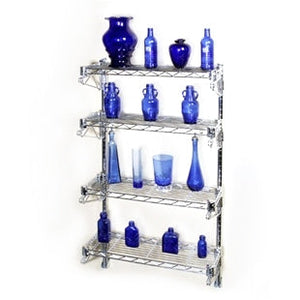 12"d Wall-Mounted Wire Shelving w/ 4 Shelves