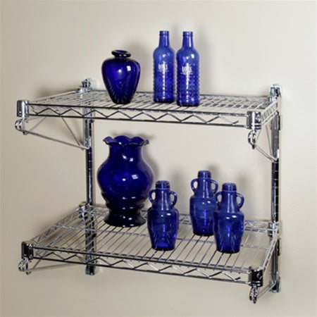 18"d Wall-Mounted Wire Shelving w/ 2 Shelves
