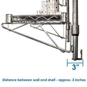 24"d Wall-Mounted Wire Shelving w/ 2 Shelves