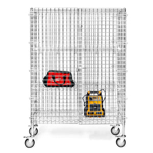 24"d Chrome Wire Security Carts with 2 Adjustable Shelves