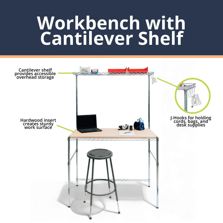 Workbench with Cantilever Shelf