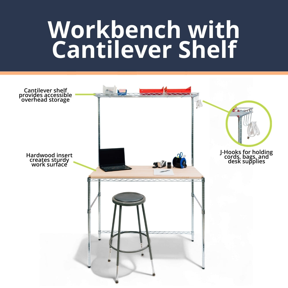 Workbench with Cantilever Shelf