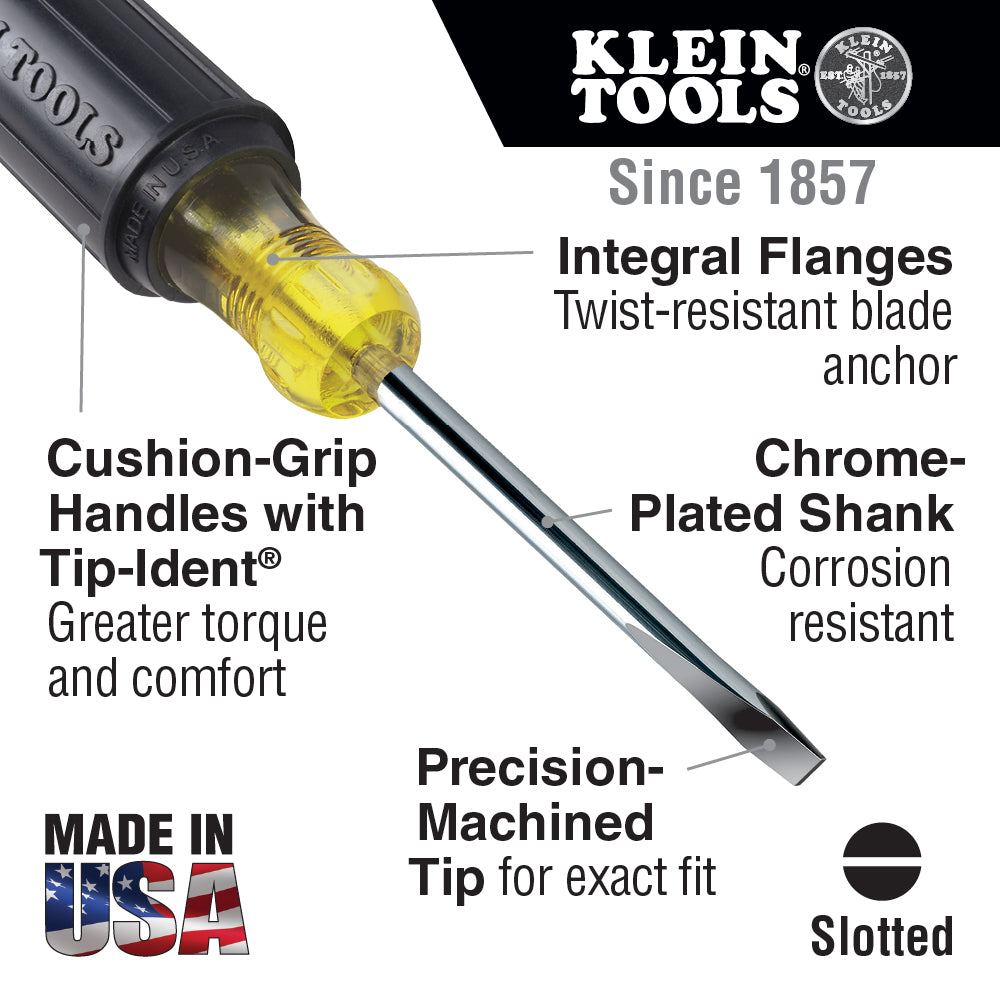 Klein 1/4-Inch Keystone Screwdriver, 4-Inch Square Shank (600-4)