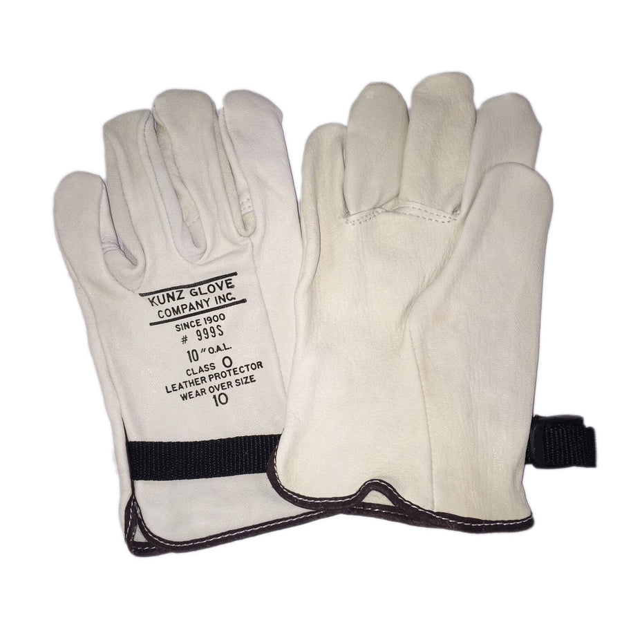 Kunz Goatskin 10" FR Low Voltage Leather Glove Protectors with Cinch Strap (999S)