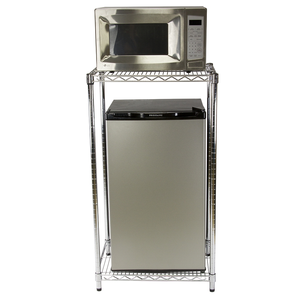 Microwave & Mini Fridge Cart, Kitchen Storage Cart with 4 casters
