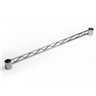 Chrome hanger rails are intended to increase stability for wire racks