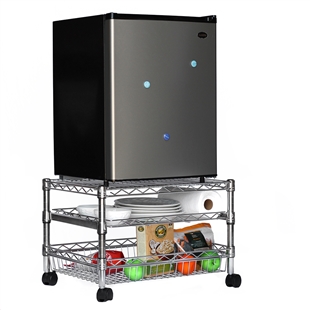 Home Expressions Mini Fridge Shelf Cart | White | One Size | Shelves + Brackets Shelf Carts | Wheeled|Storage|Multi-function|One Hand Open|Rolling | B