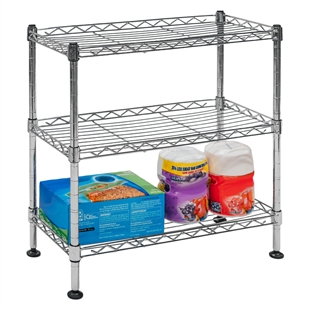 Standard Duty 8"d x 18"w x 18"h 3-Tier Chrome Wire Shelving