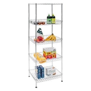 Standard Duty 14"d x 18"w x 60"h 5-Tier Chrome Wire Basket Shelving