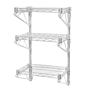14"d Wall Mounted Wire Shelving with 3 Shelves
