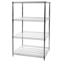 QUANTUM STORAGE CHROME WIRE SHELVING, Add-On (2 posts, 4 shelves & 8 S-Hooks),  Size L x W: 12 x 42, Unit Height: 54H.