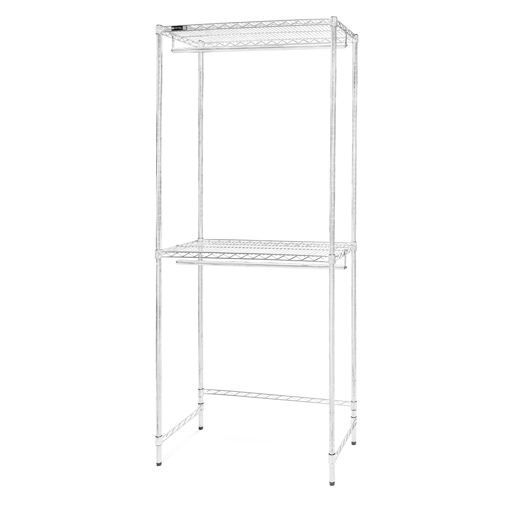 Double Hang Wire Closet Shelving with Lower Shelf - 18d x 84h
